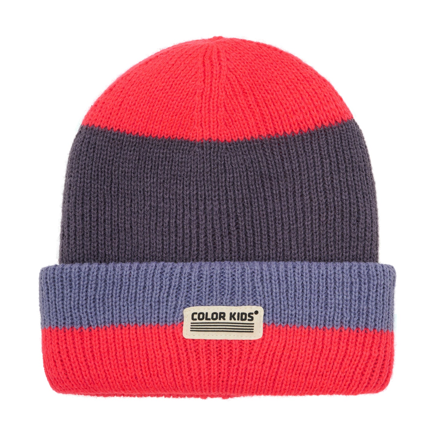 Color Kids Beanie W. Wool & Contrast - Diva Pink