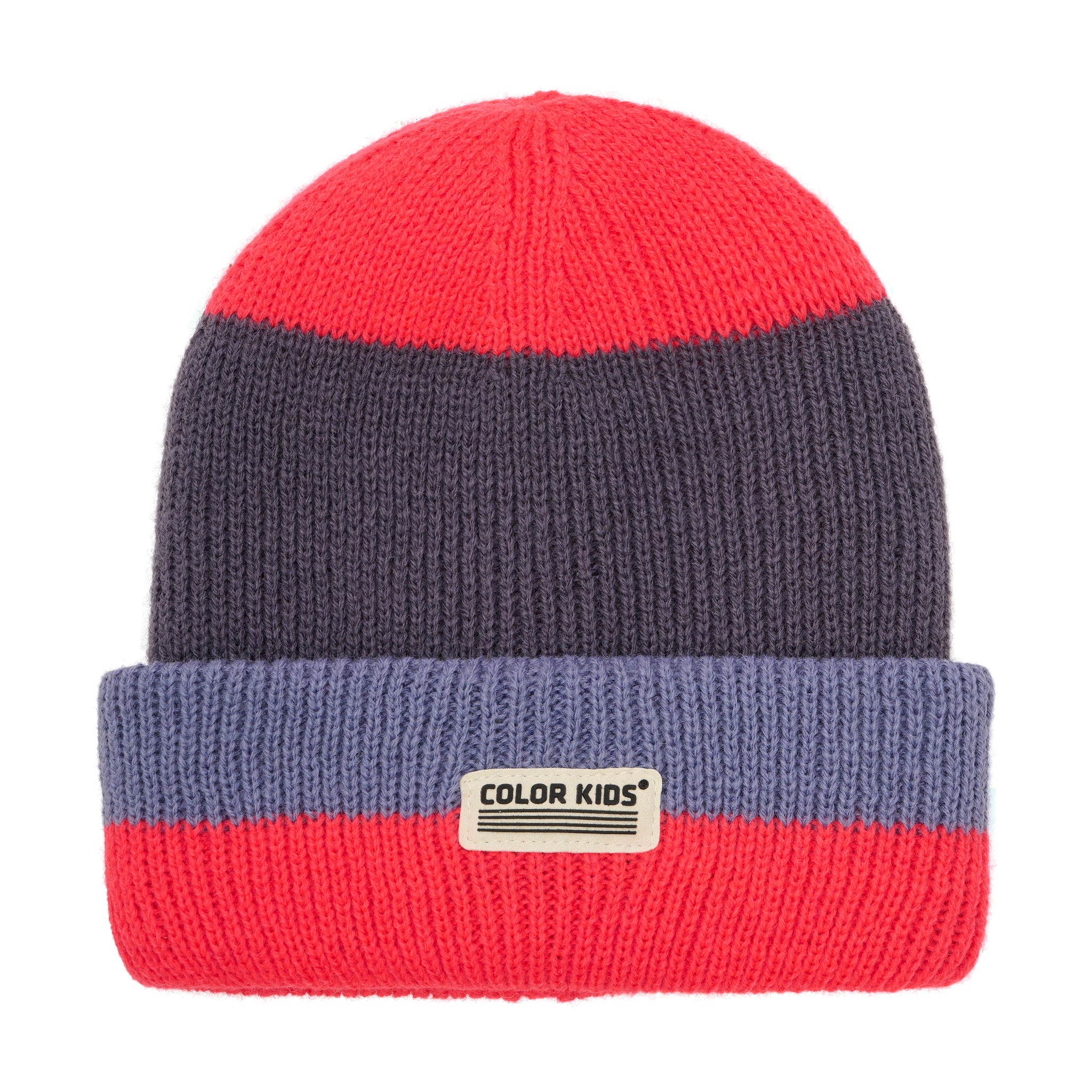 Color Kids Beanie With Wool & Contrast - Diva Pink